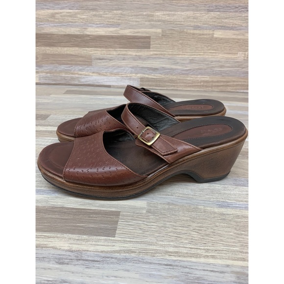 Dansko Annabel Wedge Sandal Sz 38 Brown - Picture 3 of 6